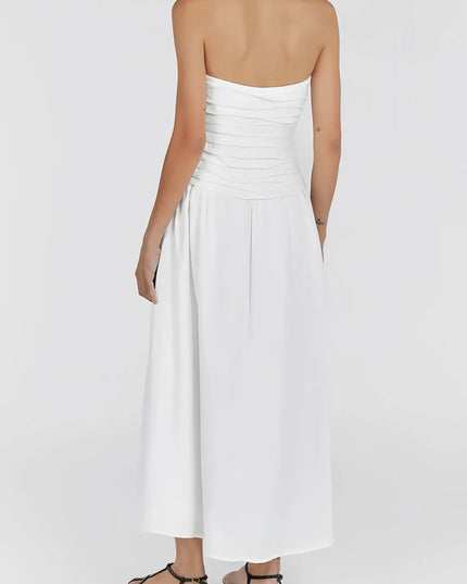 Cafila strapless linnen midi-jurk