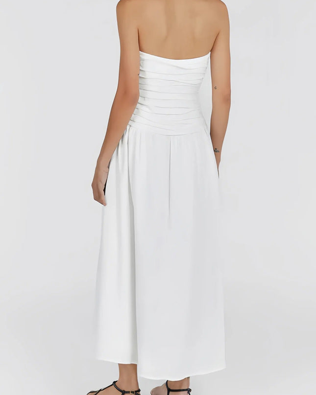 Cafila strapless linnen midi-jurk