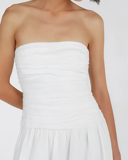 Cafila strapless linnen midi-jurk