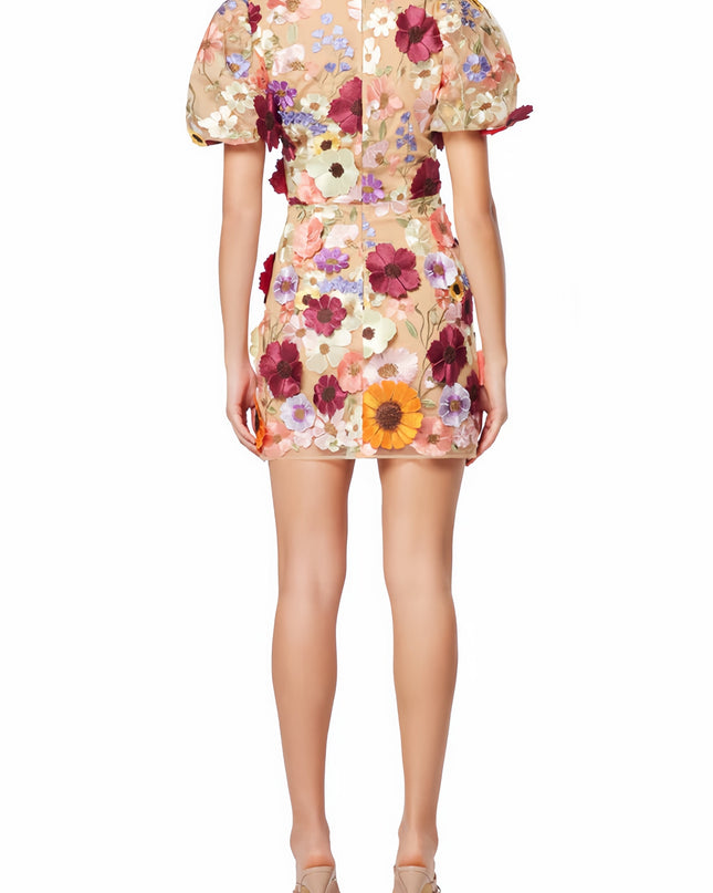 Terea V-hals mini-jurk met bloemenprint
