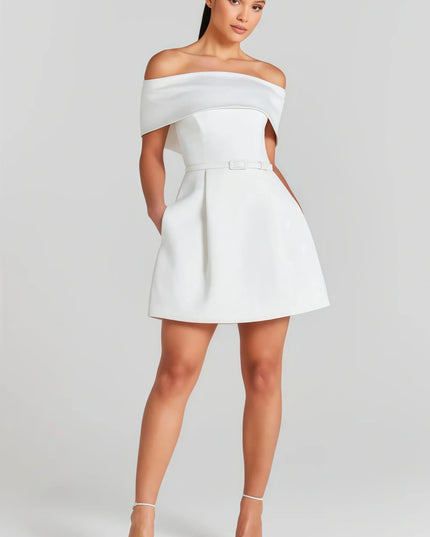 Witte minijurk Rosalina met strikdetail