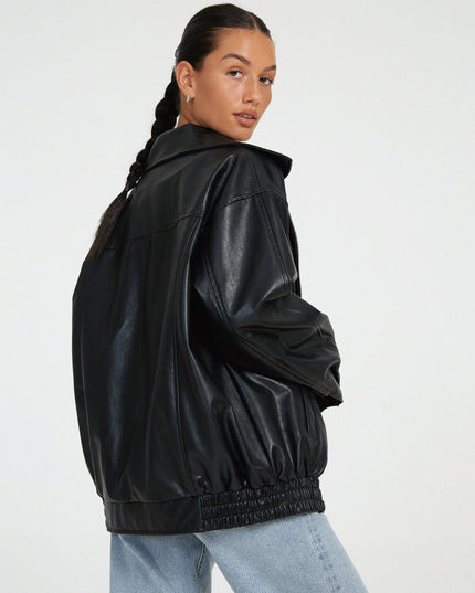 Losse eco-leren jas
