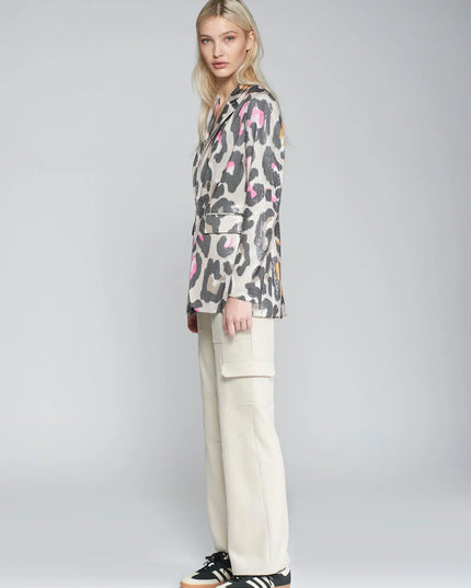 Isabel jasje met dierenprint - beige