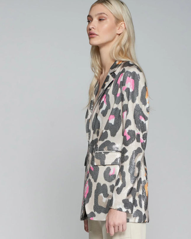 Isabel jasje met dierenprint - beige