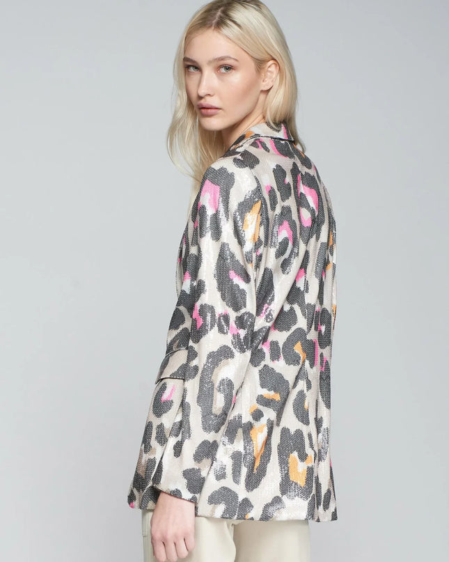 Isabel jasje met dierenprint - beige