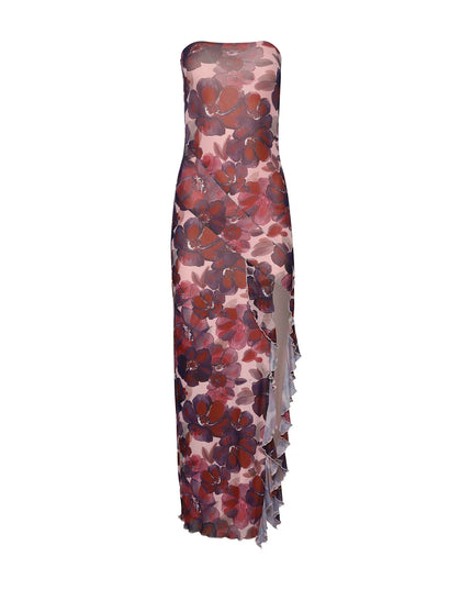 Strapless maxi-jurk met bloemenprint