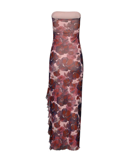 Strapless maxi-jurk met bloemenprint