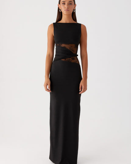 Zwarte gedraaide maxi-jurk