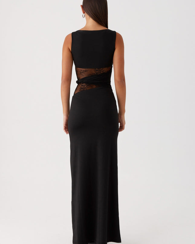 Zwarte gedraaide maxi-jurk