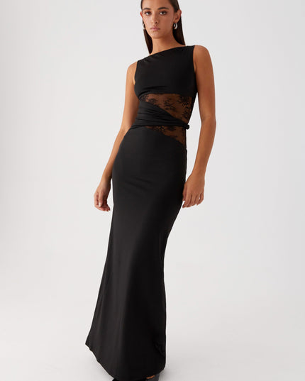 Zwarte gedraaide maxi-jurk