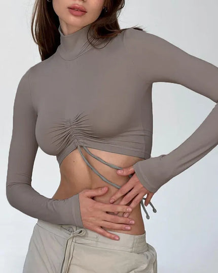 Lange mouwen slim top met kant