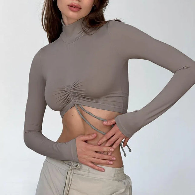 Lange mouwen slim top met kant
