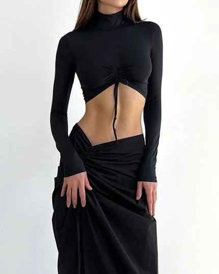 Lange mouwen slim top met kant