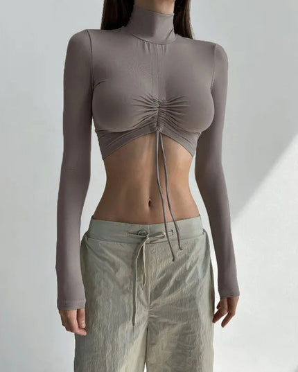 Lange mouwen slim top met kant