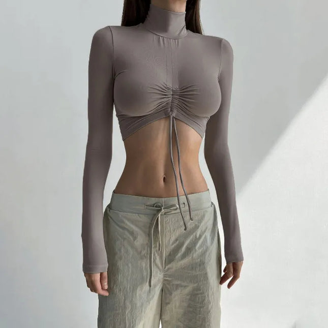Lange mouwen slim top met kant