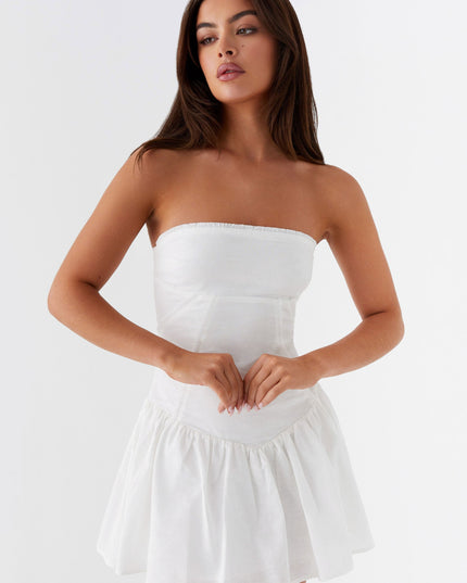 Witte strapless mini-korsetjurk