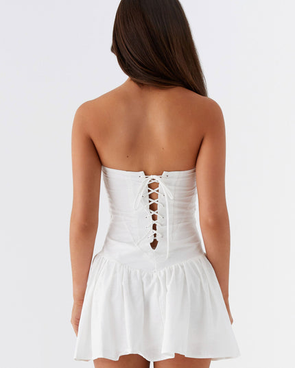 Witte strapless mini-korsetjurk