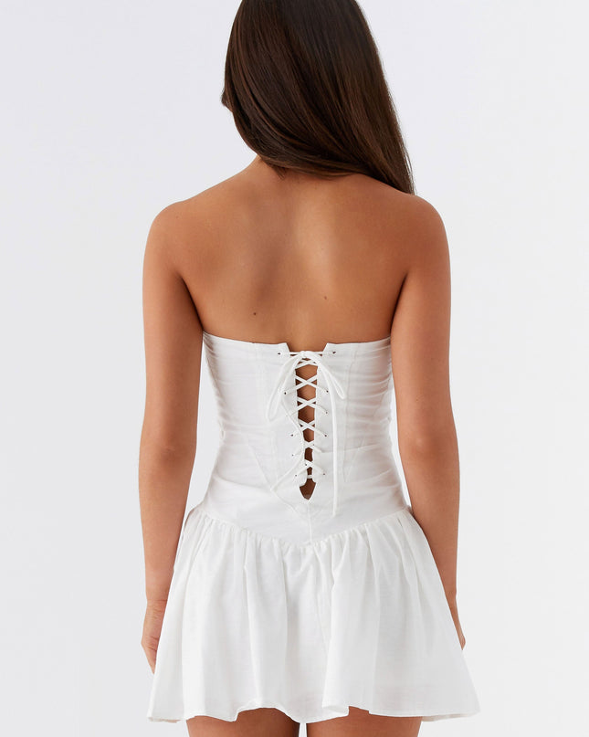 Witte strapless mini-korsetjurk
