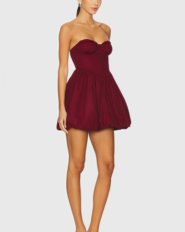 Zia's strapless mini-jurkje met ruches