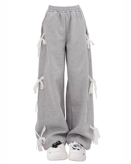 Wijde broek met kanten strik