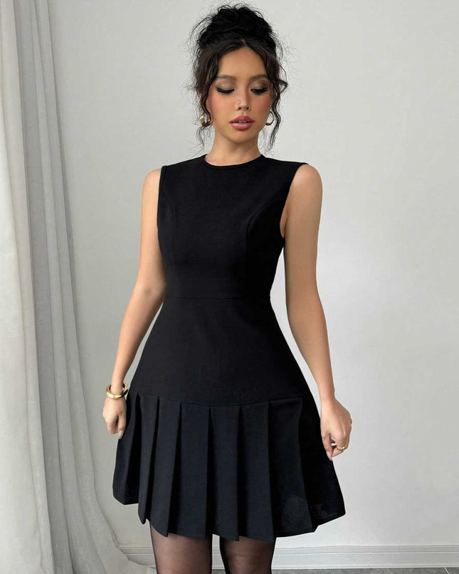 Elegante zwarte mouwloze jurk