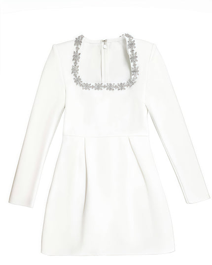 Azura mini-jurk met lange mouwen en vierkante hals