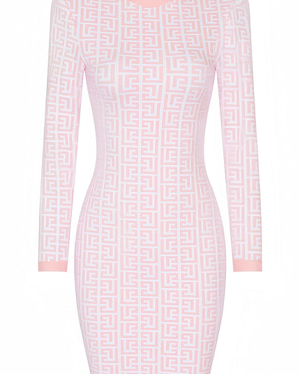 Yaria gebreide jurk met lange mouwen en elegante print