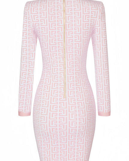 Yaria gebreide jurk met lange mouwen en elegante print