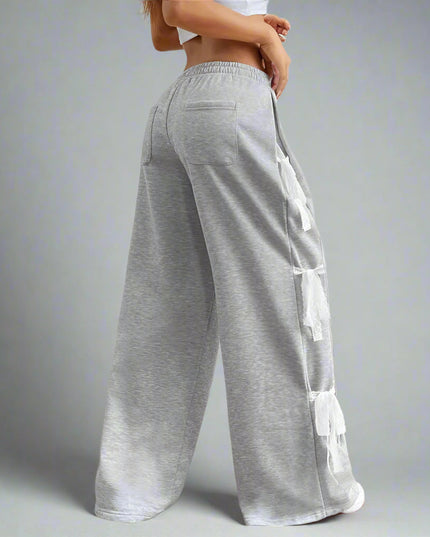 Wijde broek met kanten strik