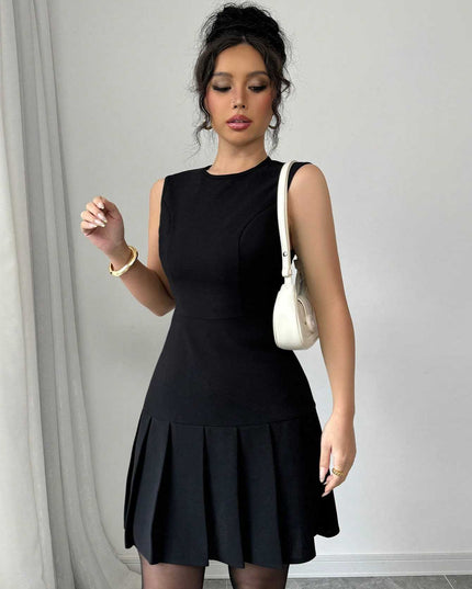 Elegante zwarte mouwloze jurk