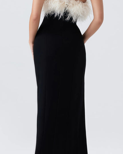 Ellery biologische midi-jurk met hoge split en veren
