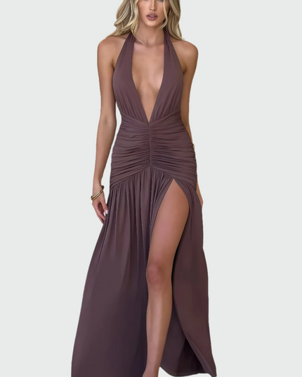 Vanera mouwloze midi-jurk met halternek