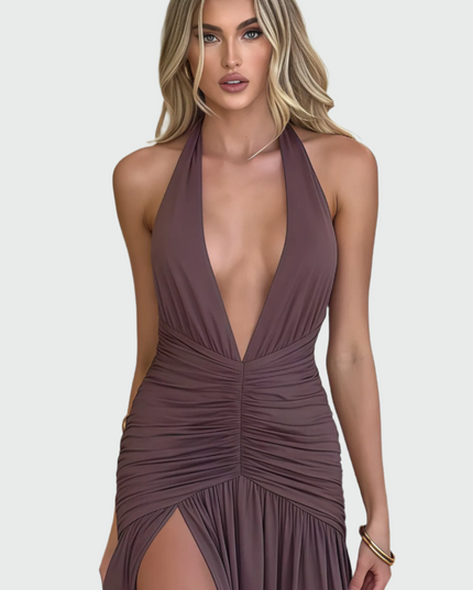 Vanera mouwloze midi-jurk met halternek
