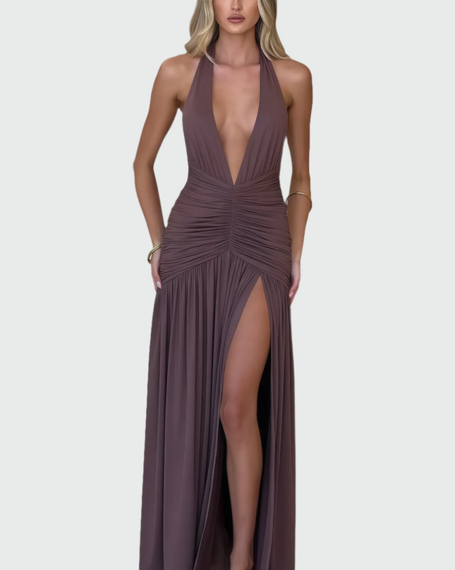 Vanera mouwloze midi-jurk met halternek