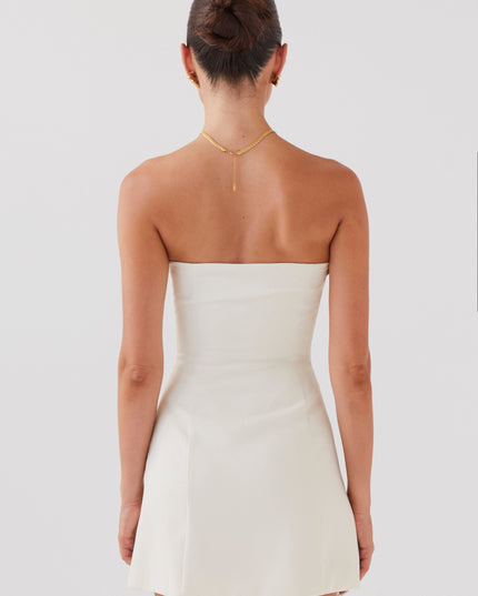 Ivoorkleurige Ayanna strapless mini-jurk