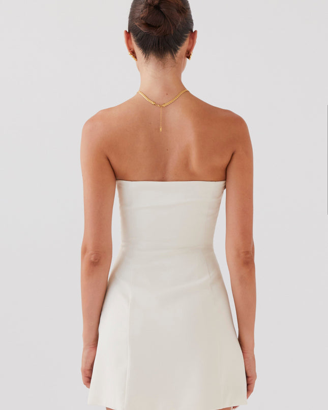 Ivoorkleurige Ayanna strapless mini-jurk