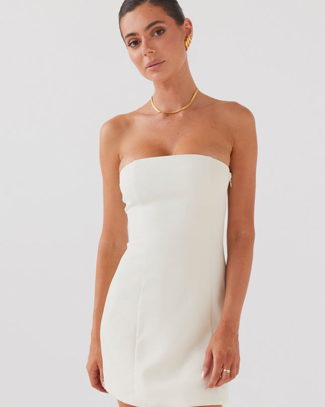 Ivoorkleurige Ayanna strapless mini-jurk