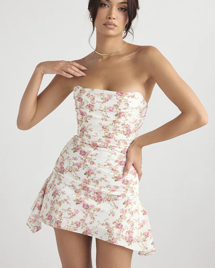 Emely gedrapeerde strapless korsetjurk