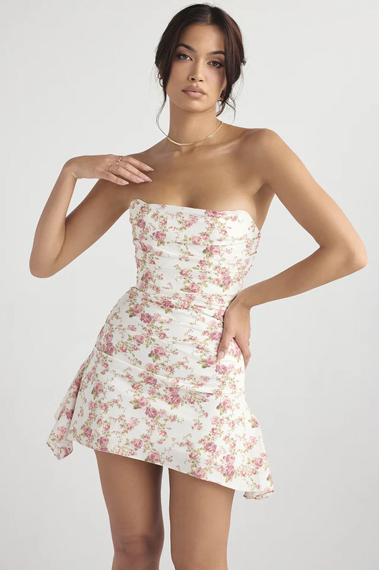 Emely gedrapeerde strapless korsetjurk