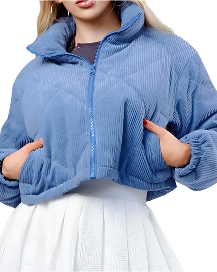 Marineblauwe casual korte jas