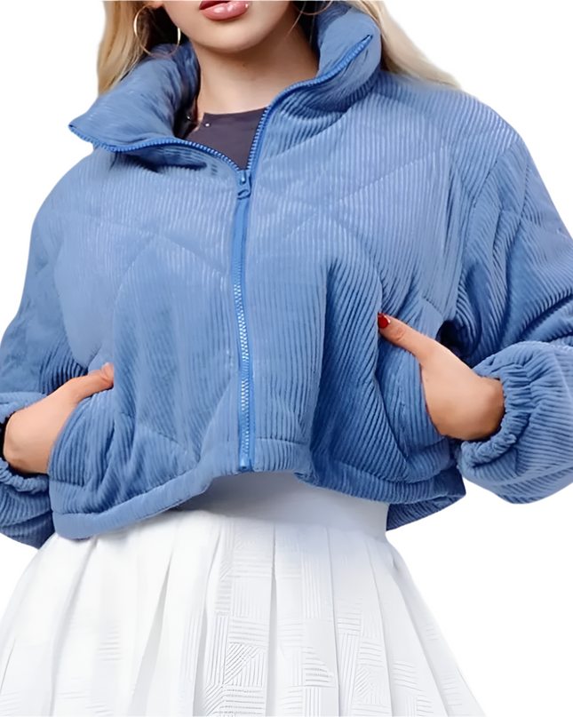 Marineblauwe casual korte jas