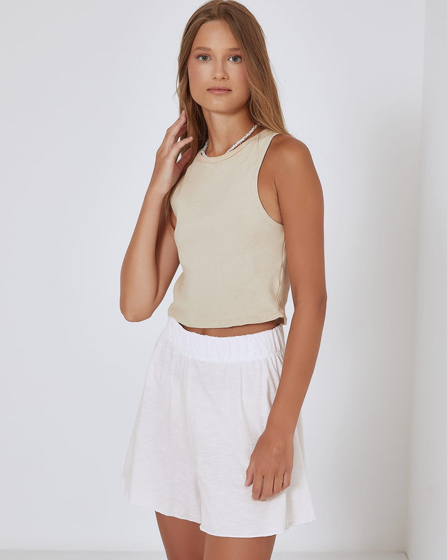 Losse katoenen shorts met hoge taille