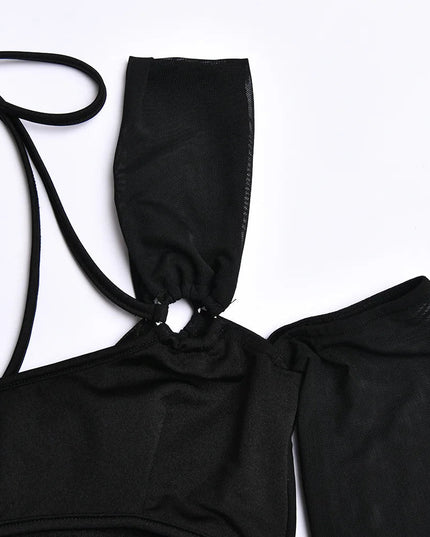 Strakke, rugloze mini-jurk met lange mouwen