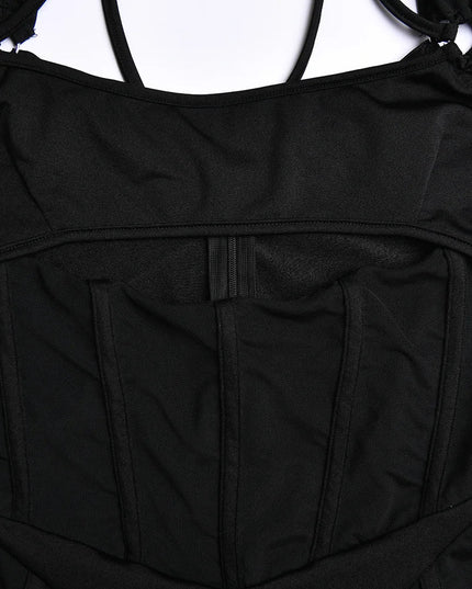Strakke, rugloze mini-jurk met lange mouwen