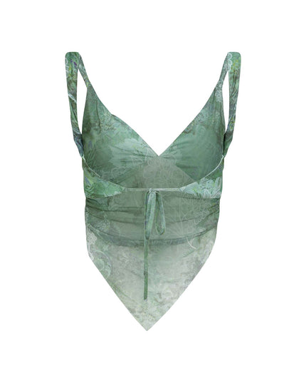 Groene bloemen crop top met rok