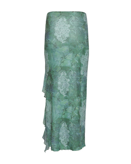 Groene bloemen crop top met rok