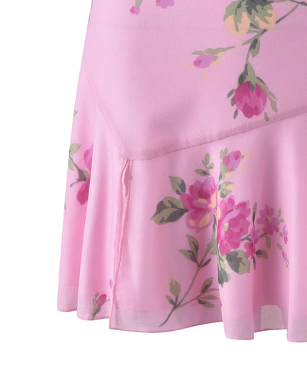 Roze bloementop met minirok