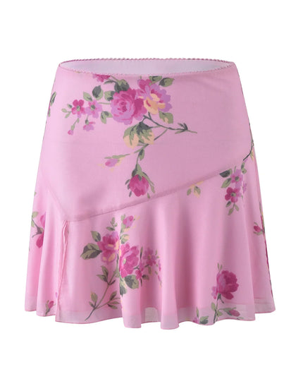 Roze bloementop met minirok