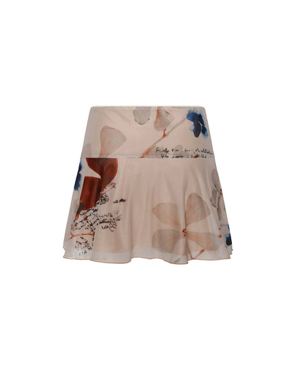 Beige top met bloemenprint en minirok
