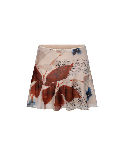 Beige top met bloemenprint en minirok